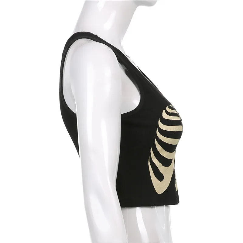 Summer Fashion Skull Y2K Gothic Tank Top E Girl Cropped T Shirts Women Casual Harajuku Skinny Alt Aesthetic Crop Tops Streetwear - Image 2