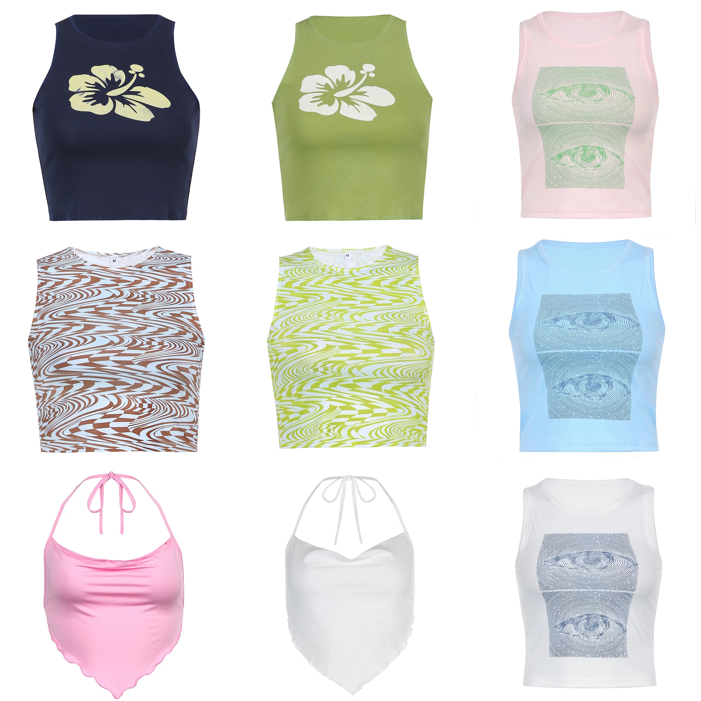 21 Style Sexy Vintage Strappy Y2K Halter Crop Top Women Summer 90s Backless Cami Tops Tees Ladies Fashion Fitness Camisole Party - Image 2